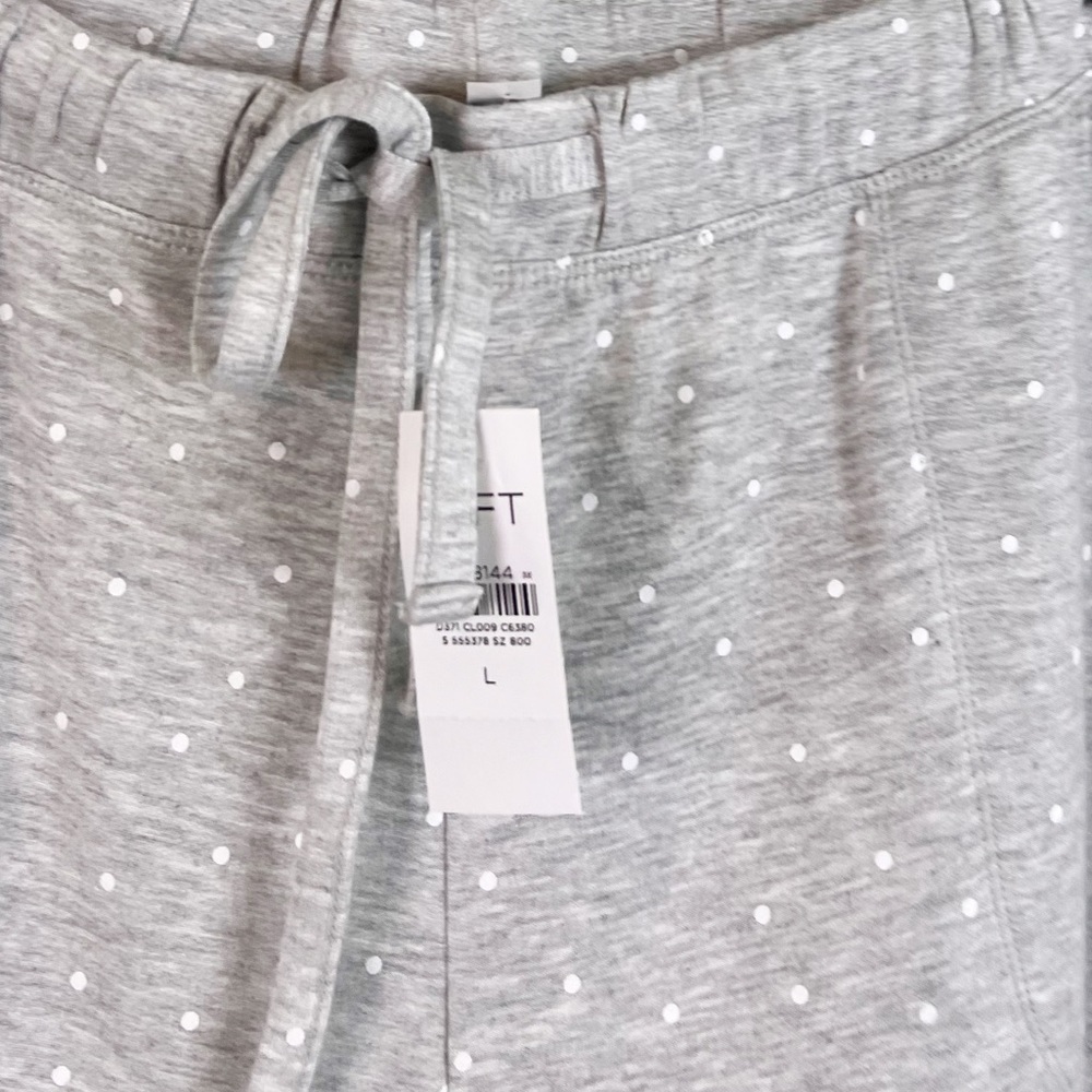 NWT Loft Polka Dot Drawstring Pajama Lounge Joggers in Grey/White - Picture 6 of 9